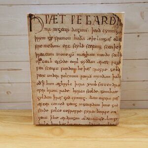 Old English Beowulf Text Canvas Print Rustic Design Aesthetic Wall Art Aged Look